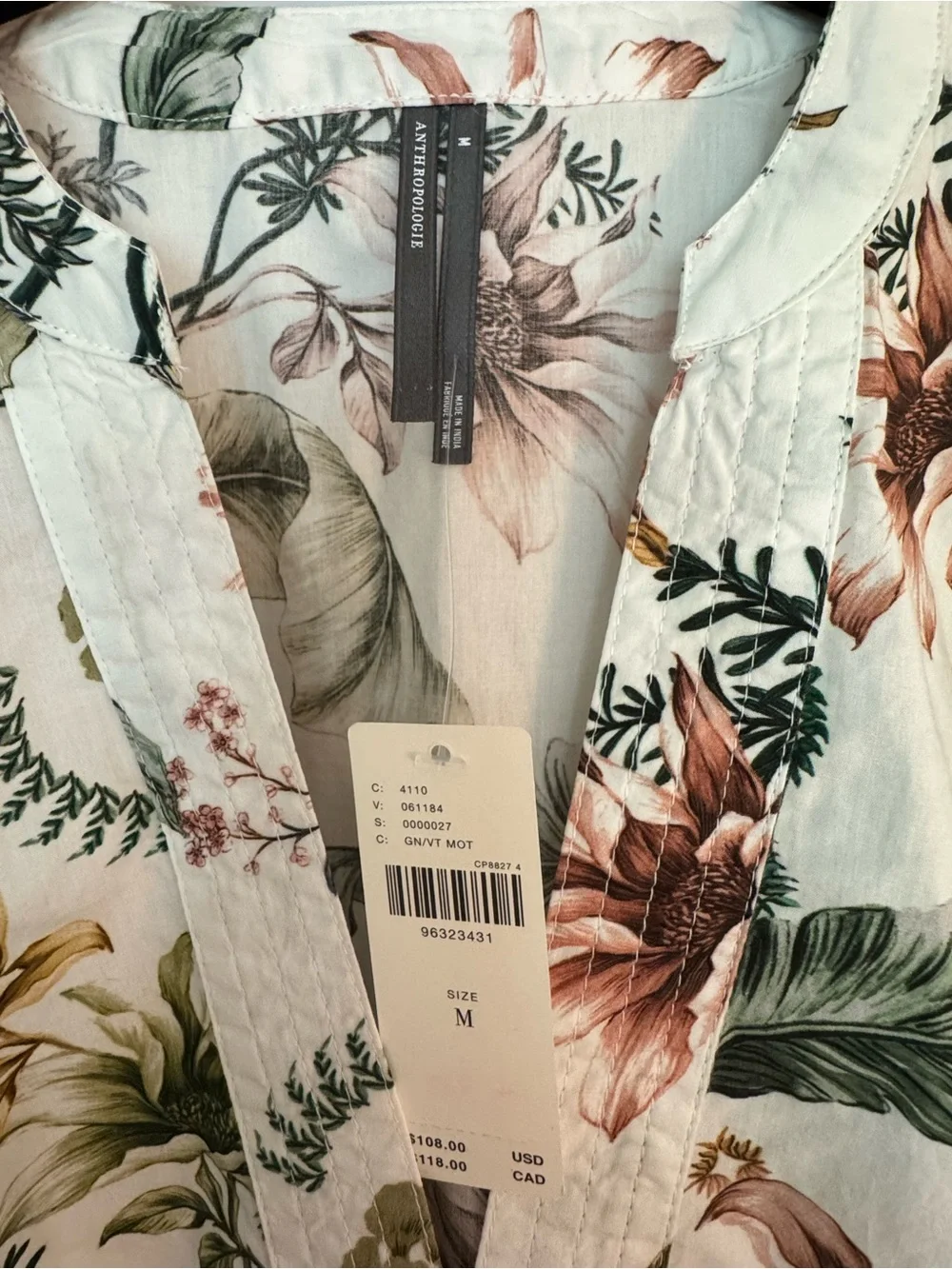 NWT Anthropologie V-Neck Puff-Sleeve Popover Blouse